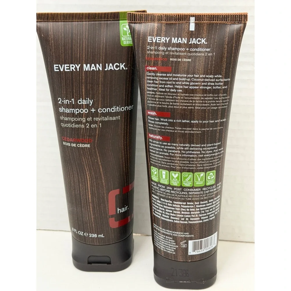 Every Man Jack‎ Cedarwood 2-in-1 Daily Shampoo + Conditioner 8oz Set of 2